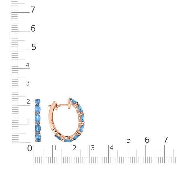 Серьги из красного золота с 14 топазами swiss