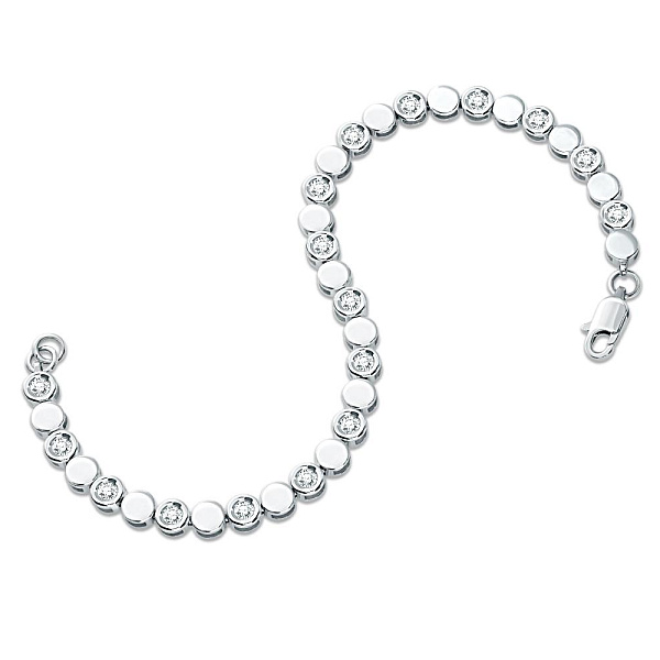 Браслет из белого золота с 17 выращенными бриллиантами