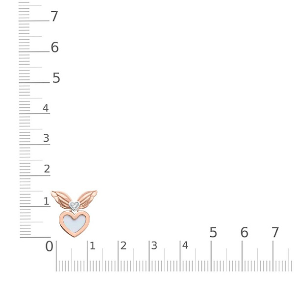 Колье Сердце из красного золота с перламутром и фианитом