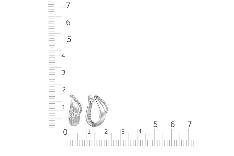 Серьги из белого золота с 46 фианитами