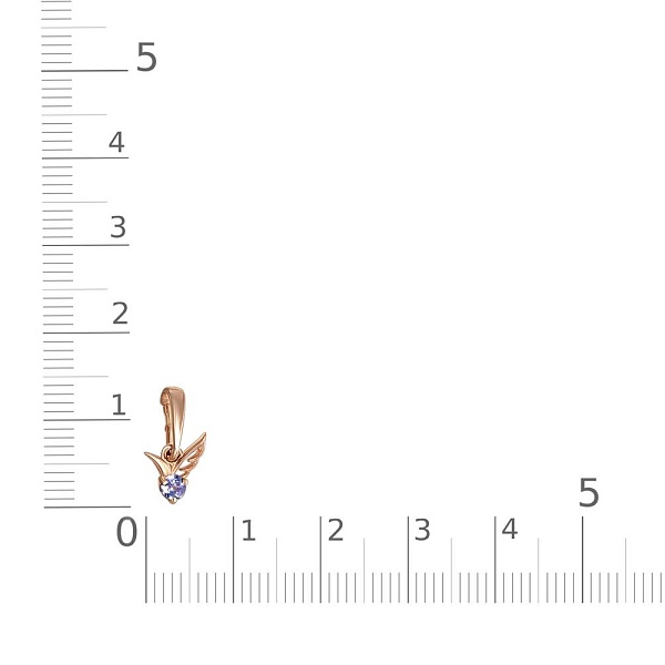 Подвеска Крыло из красного золота с танзанитом