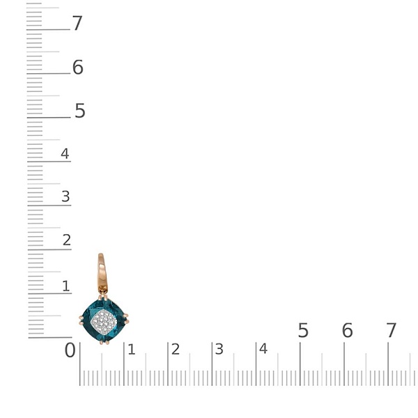 Подвеска из красного золота с топазом лондон и 14 бриллиантами