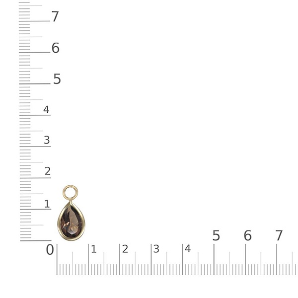 Подвеска серёг-трансформеров капля из жёлтого золота с раухтопазом