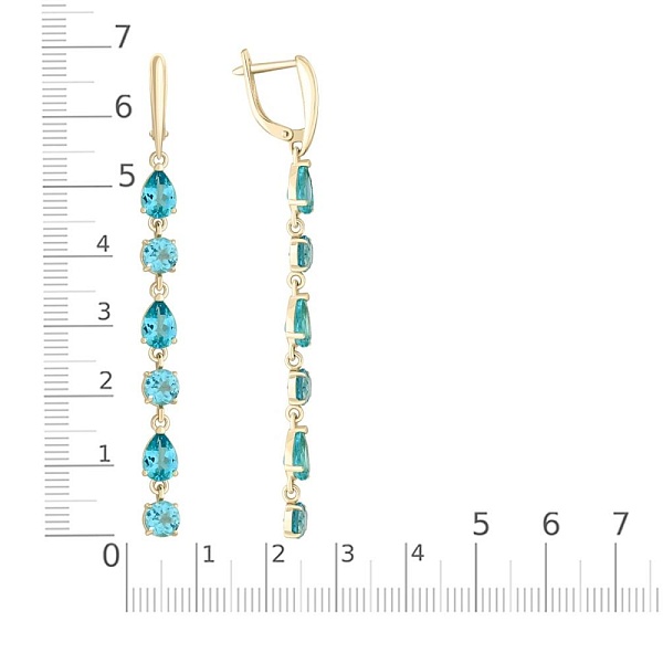 Серьги из жёлтого золота с 12 апатитами