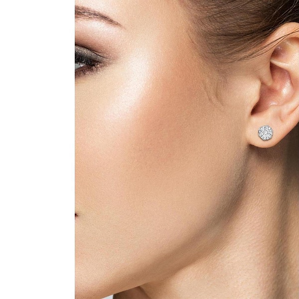 Серьги-пусеты из жёлтого золота с 14 бриллиантами