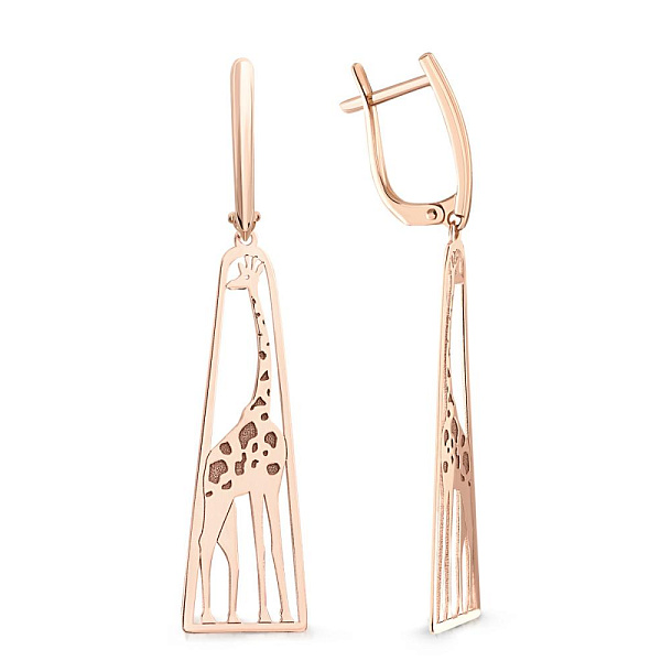 Серьги Жирафы из красного золота без вставок