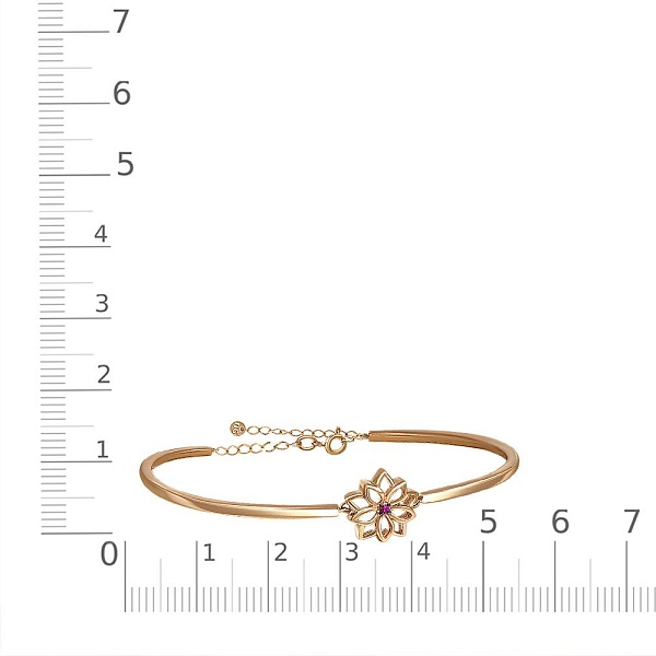 Браслет Цветок из красного золота с корундом