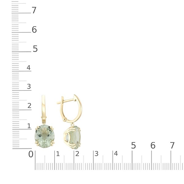 Серьги из жёлтого золота с 2 празиолитами