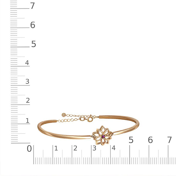 Браслет Цветок из красного золота с корундом