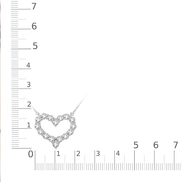 Колье Сердце из белого золота с 16 фианитами