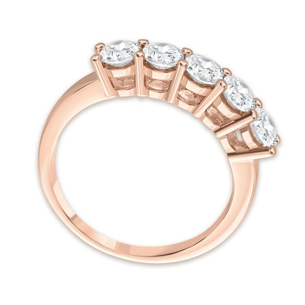 Кольцо Дорожка из красного золота с 5 муассанитами