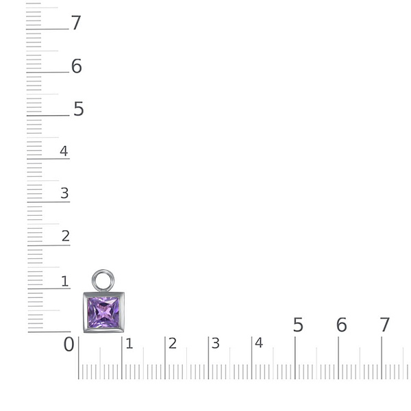 Подвеска серёг-трансформеров квадрат из белого золота с аметистом