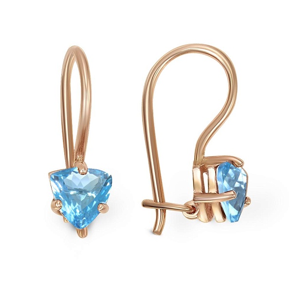 Детские серьги из красного золота с 2 топазами swiss