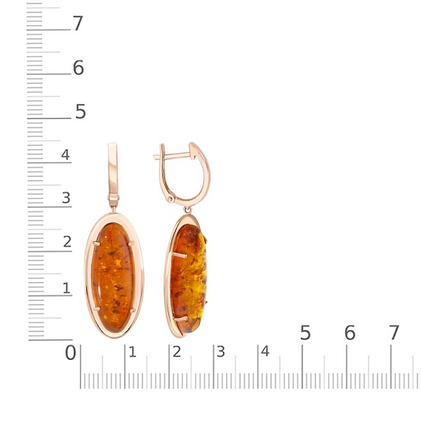 Серьги из красного золота с янтарём