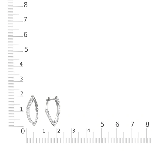 Серьги из белого золота с 48 фианитами