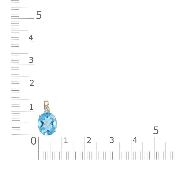Подвеска из жёлтого золота с кварцем и 3 фианитами
