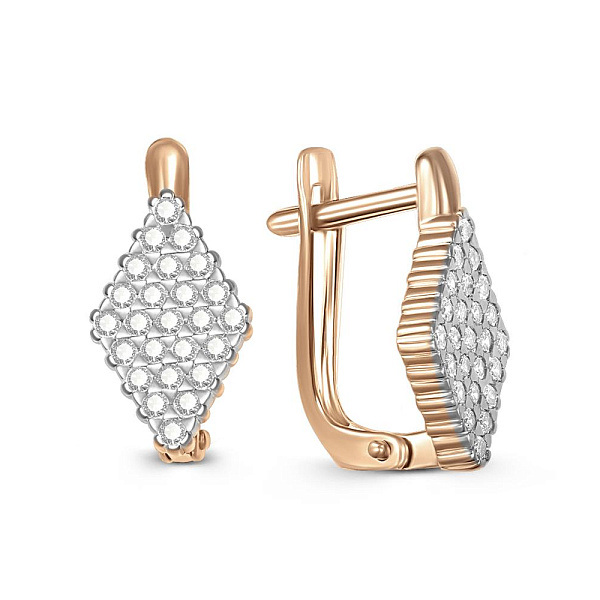 Серьги из красного золота с 50 фианитами