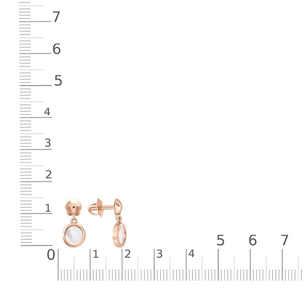 Детские серьги-пусеты из красного золота с перламутром