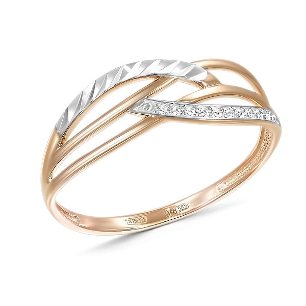 Кольцо дорожка из красного золота с 11 бриллиантами