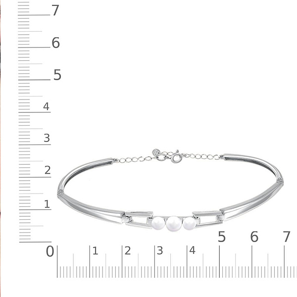 Браслет из белого золота с 3 жемчужинами