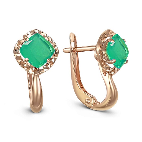 Серьги из красного золота с 2 агатами