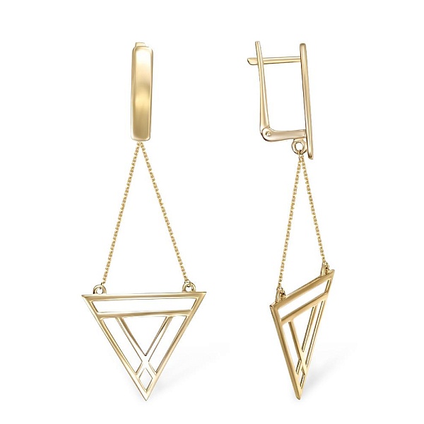 Серьги Треугольники из жёлтого золота без вставок