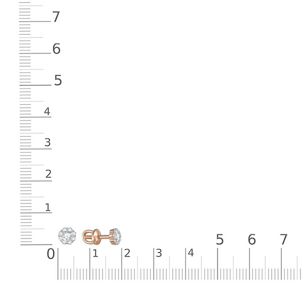 Серьги-пусеты Малинки из красного золота с 18 бриллиантами