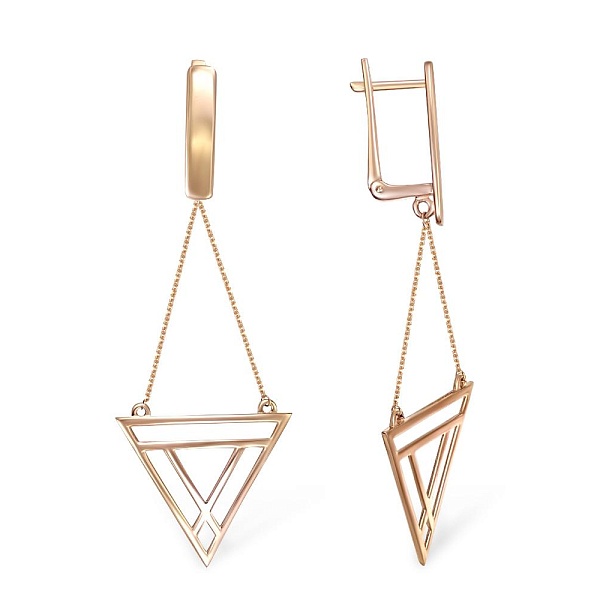 Серьги Треугольники из красного золота без вставок