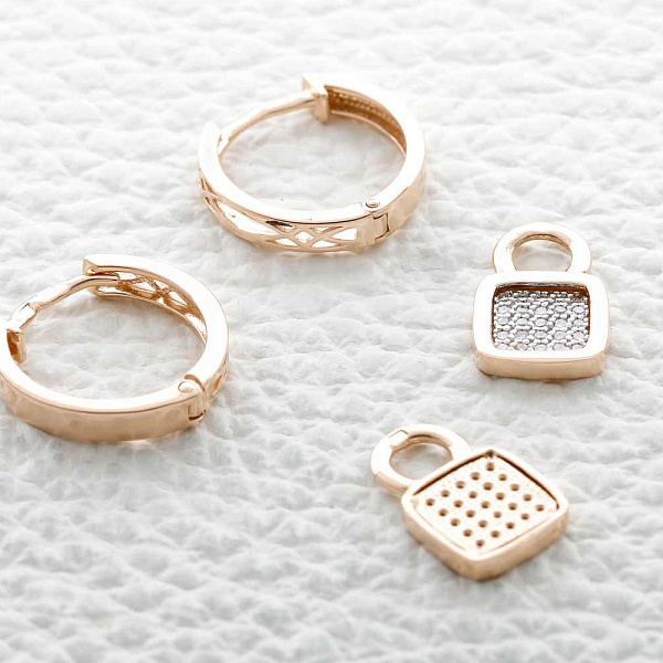 Серьги-трансформеры из красного золота с 50 бриллиантами