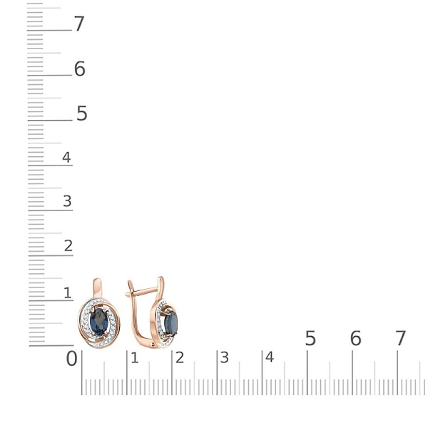 Серьги из красного золота с 2 топазами лондон и 24 фианитами