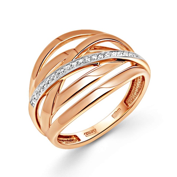 Кольцо Дорожка из красного золота с 20 бриллиантами