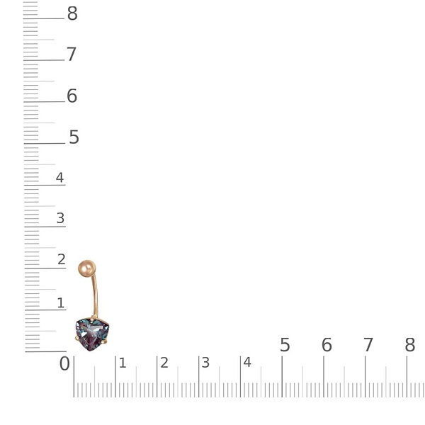 Пирсинг из красного золота с александритом