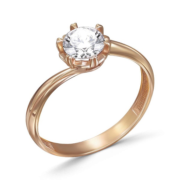 Кольцо из красного золота с кристаллом swarovski