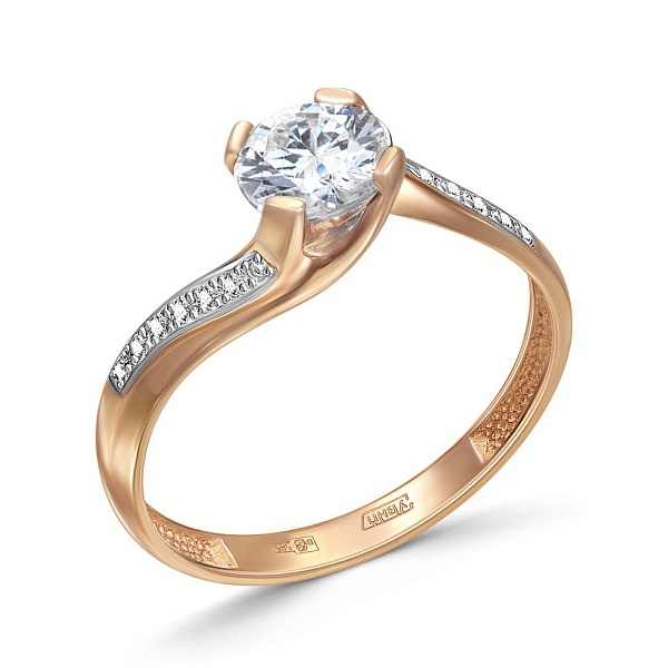 Кольцо из красного золота с 13 кристаллами swarovski