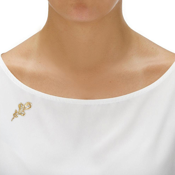 Брошь Цветок из жёлтого золота с 9 бриллиантами