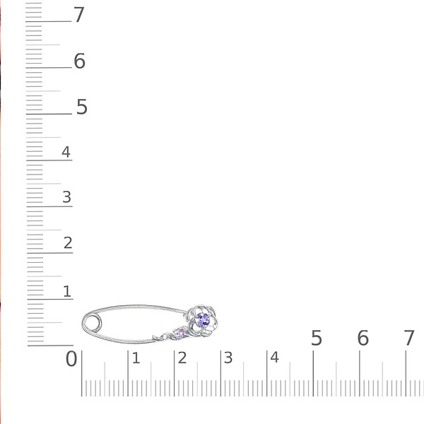 Булавка Цветок из белого золота с 2 танзанитами и бриллиантом