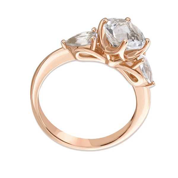 Кольцо из красного золота с горным хрусталём