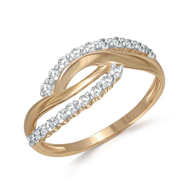 Кольцо из жёлтого золота с 20 фианитами