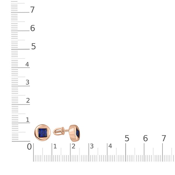 Серьги-пусеты из красного золота с 2 корундами