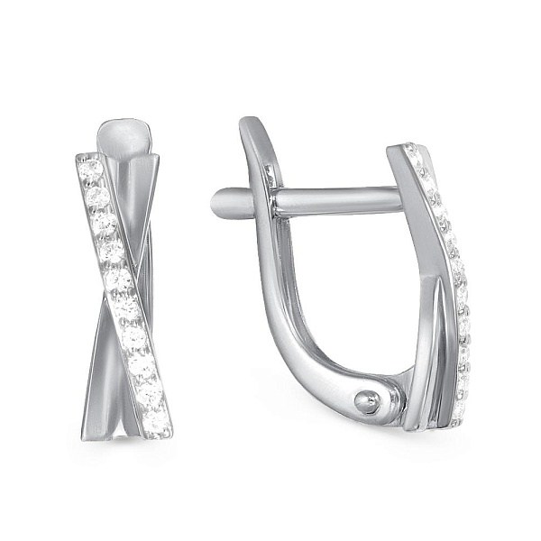 Серьги Дорожки из белого золота с 20 бриллиантами