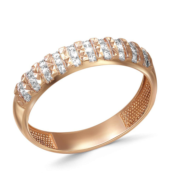 Кольцо дорожка из красного золота с 30 бриллиантами