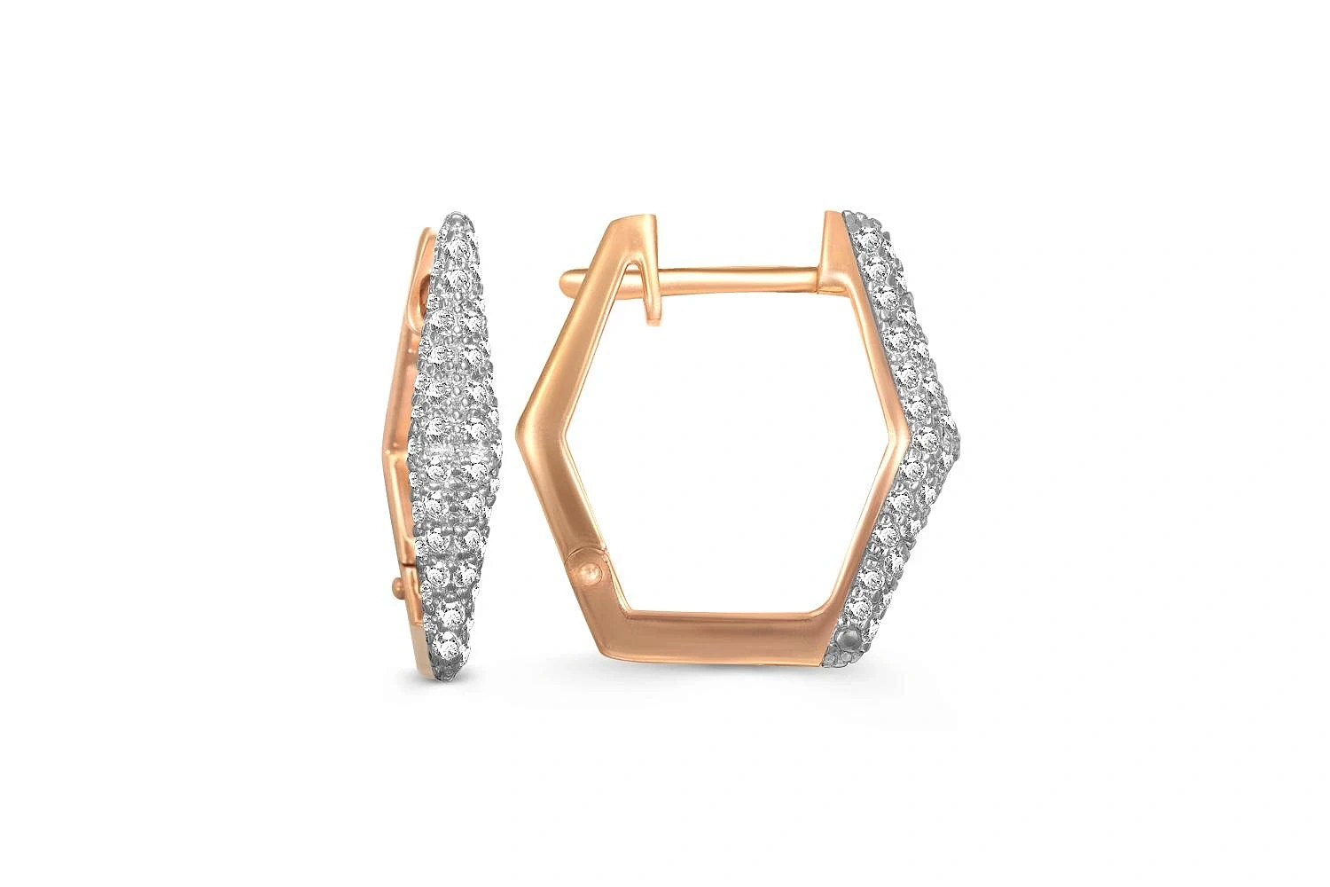 Серьги из красного золота с 92 фианитами