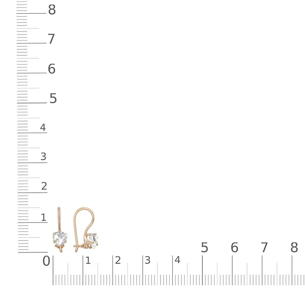Детские серьги из красного золота с 2 фианитами