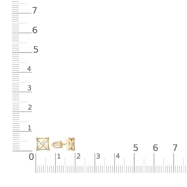 Серьги-пусеты Клевер из белого золота с 2 фианитами