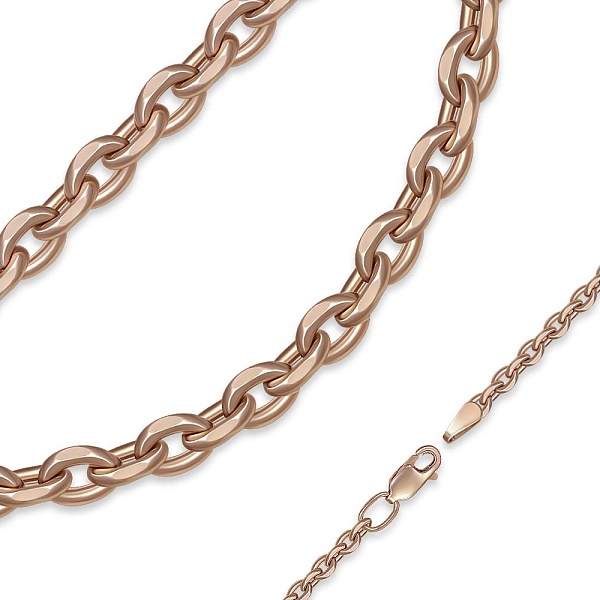Цепь плетение якорь ⌀ нити 0,40 мм  из красного золота