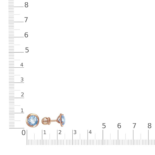 Серьги-пусеты из красного золота с 2 топазами sky