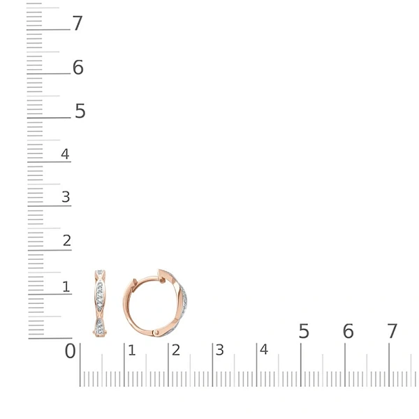 Серьги из красного золота с 20 фианитами