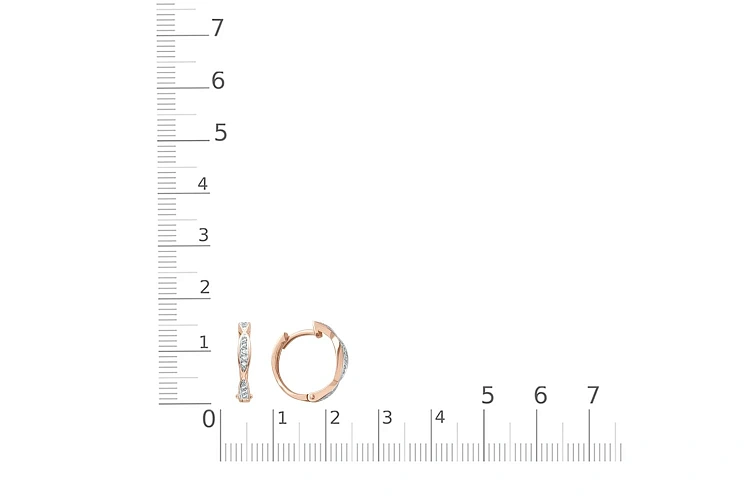 Серьги из красного золота с 20 фианитами