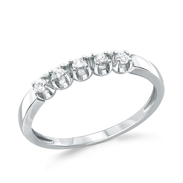 Кольцо Дорожка из белого золота с 5 выращенными бриллиантами