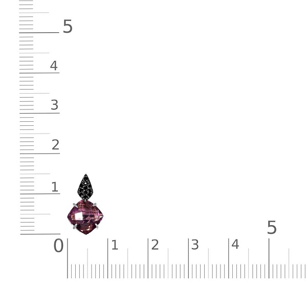 Подвеска из белого золота с ситаллом и 14 фианитами